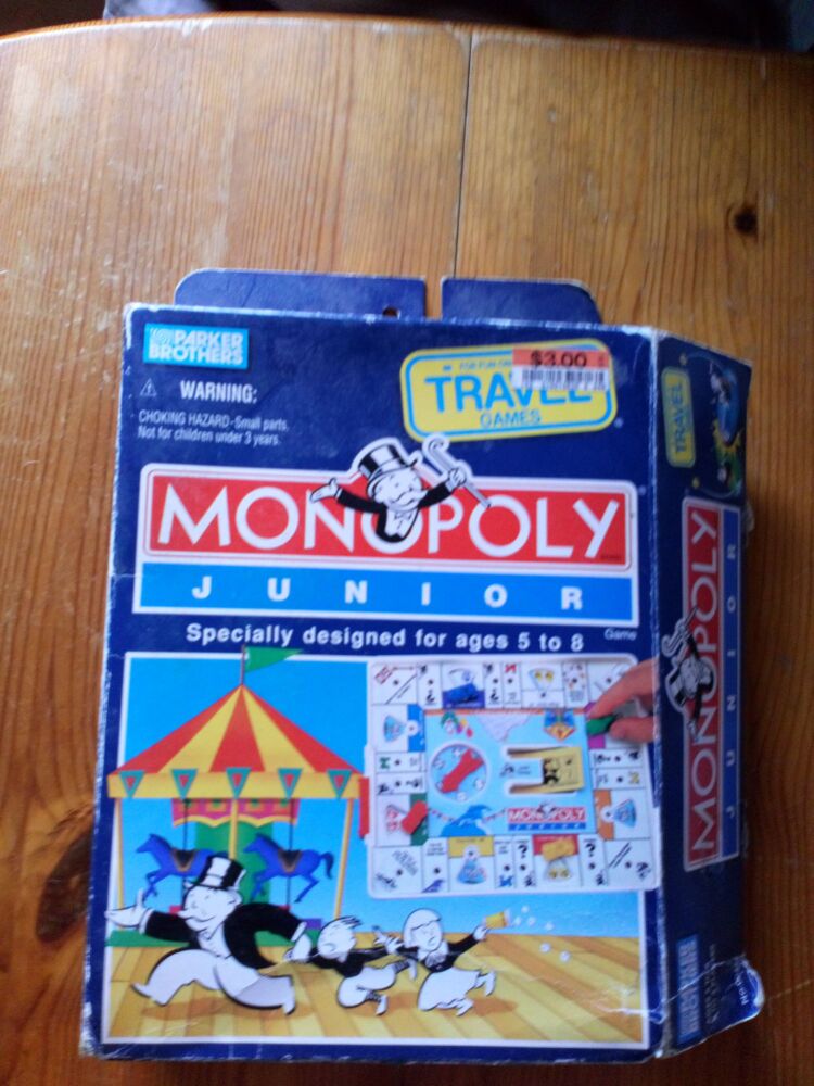 Parker Brothers Monopoly Junior Travel Game - Vintage - Missing 1 Piece