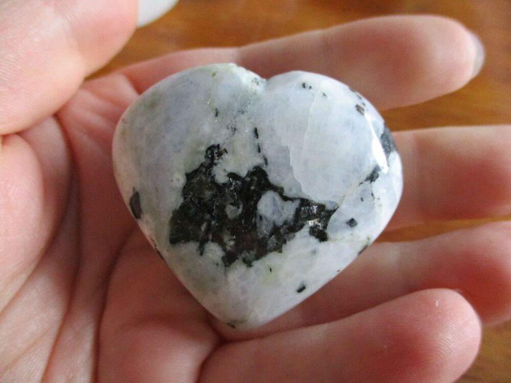 Rainbow Moonstone Quartz Heart Worry Stone (h)#6