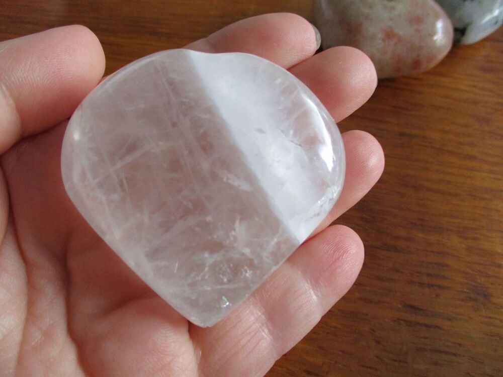 Milky Quartz Heart Worry Stone (h)#3 - slight chip