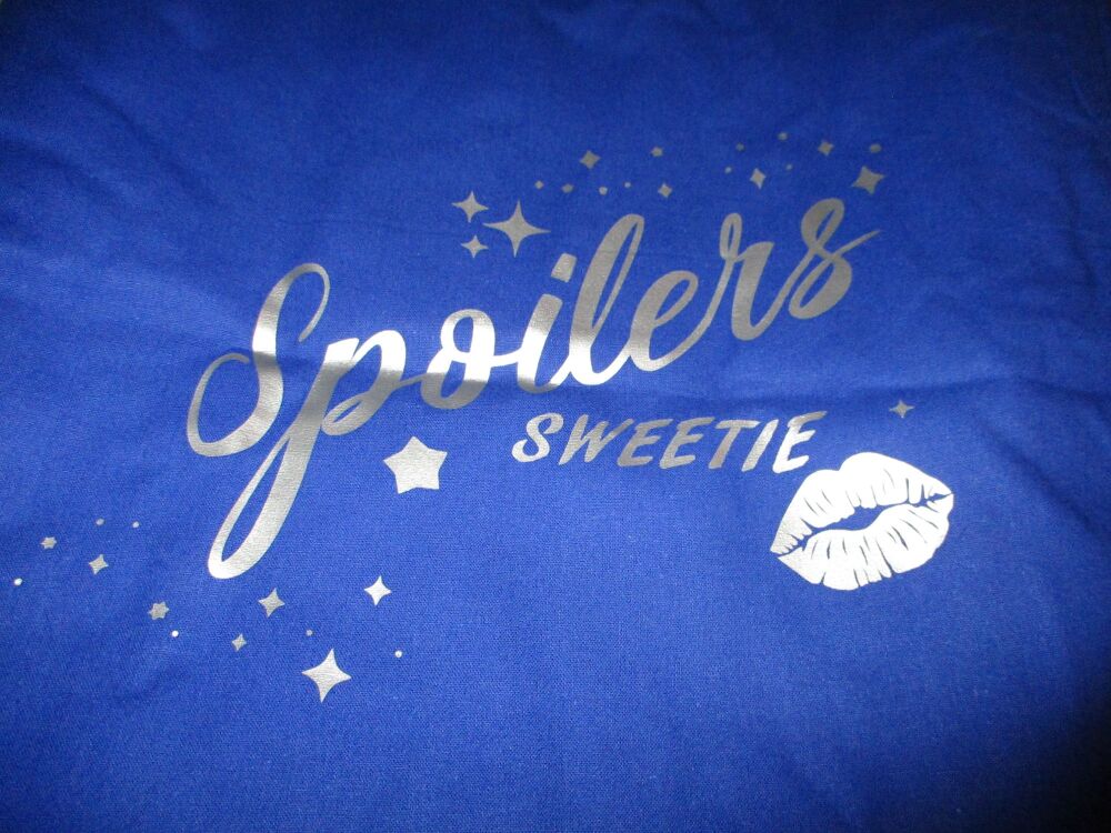 "Spoilers Sweetie!" - Doctor Who River Song Quote - Navy Blue Large Cotton Tote Shopping Bag - Bag For Life