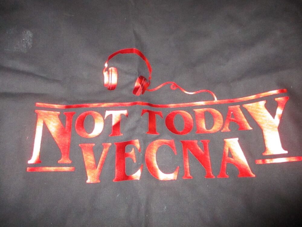 "Not Today Vecna" - Stranger Things Quote - Black Large Cotton Tote Shopping Bag - Bag For Life