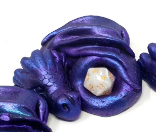 Mostly Purple with hints of Blue - Dice Dragon Ornament Decoration (W/ White Dice)