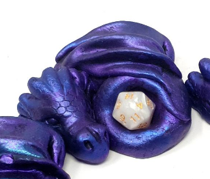 Mostly Purple with hints of Blue - Dice Dragon Ornament Decoration (W/ Whit