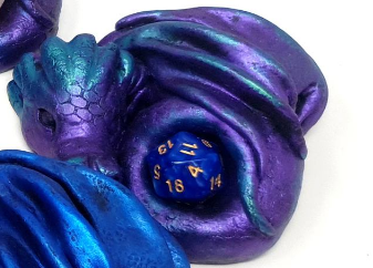 Blue Purple - Dice Dragon Ornament Decoration (W/ Blue Dice)