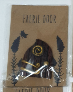 Rustic Brown with Gold Swirl - Miniature Fairy Elf Door Ornament - Resin