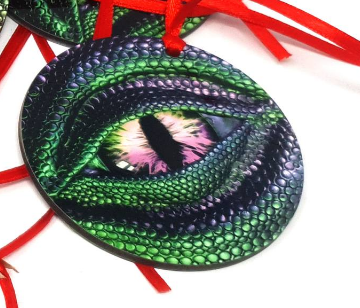 Purple and Green Dragon Eye - MDF Printed Ornament Decoration