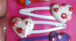 Pair of White Heart Novelty Resin & Metal Hair Grips Clips Slides