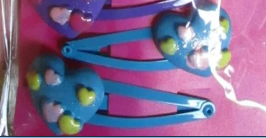 Pair of Blue Heart Novelty Resin & Metal Hair Grips Clips Slides