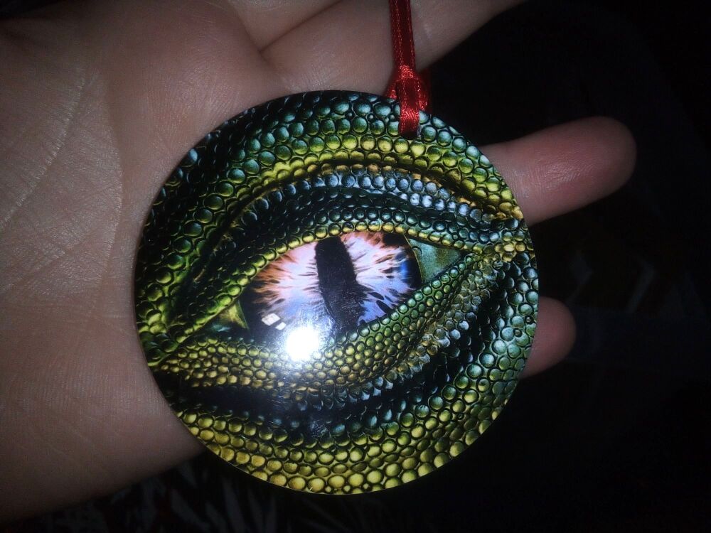 Yellow and Green Dragon Eye - MDF Printed Ornament Decoration