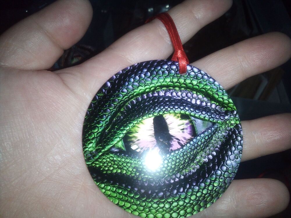 Purple and Green Dragon Eye - MDF Printed Ornament Decoration