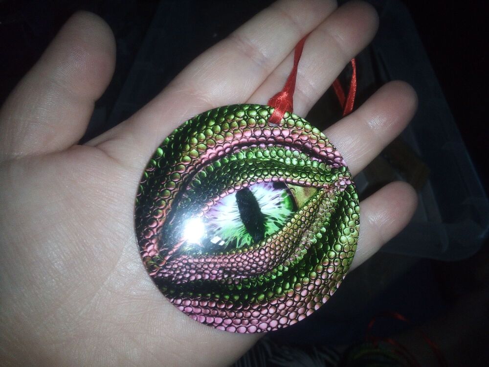 Pink and Green Dragon Eye - MDF Printed Ornament Decoration