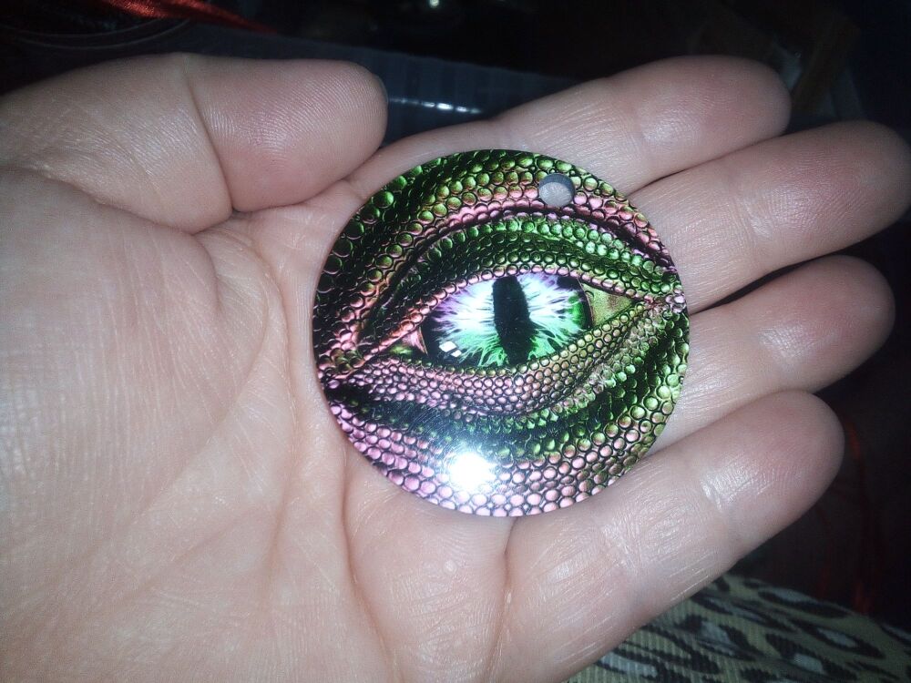 Small Pink and Green Dragon Eye - MDF Printed Ornament Decoration