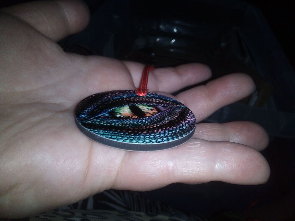 Small Pink and Blue Dragon Eye - MDF Printed Ornament Decoration