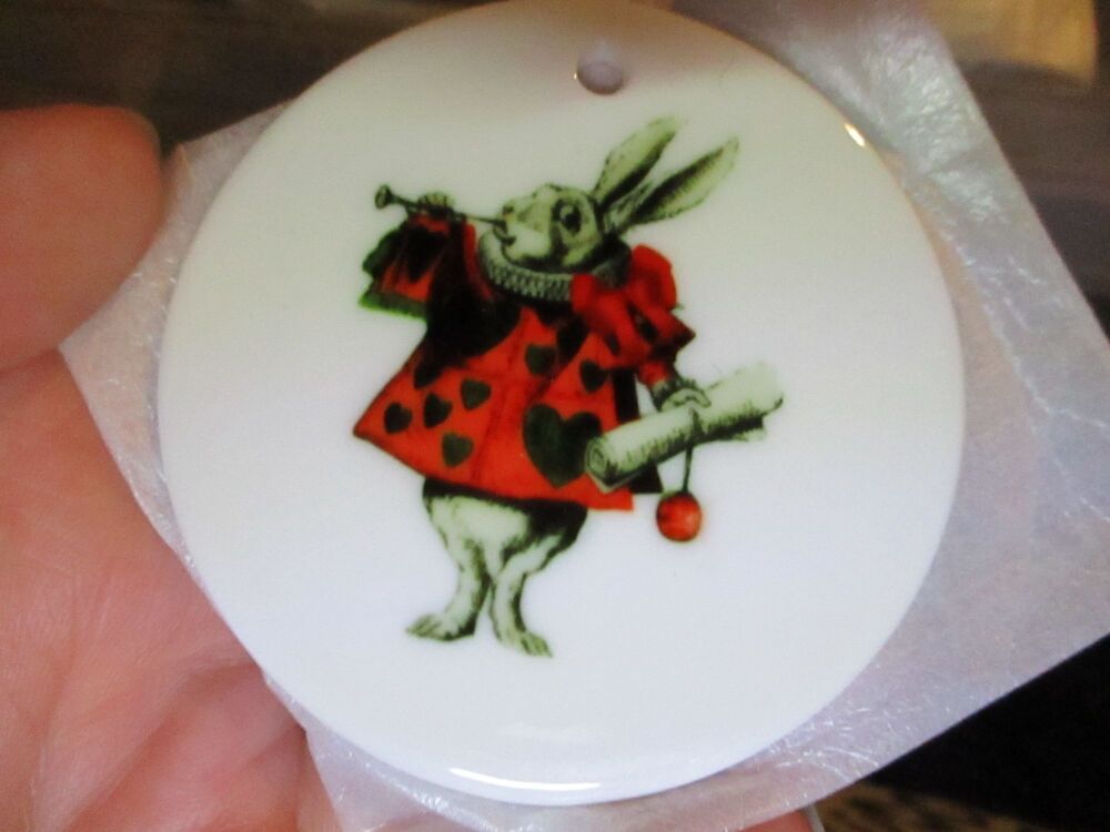 White Rabbit - Alice In Wonderland - Ceramic Printed Ornament Decoration