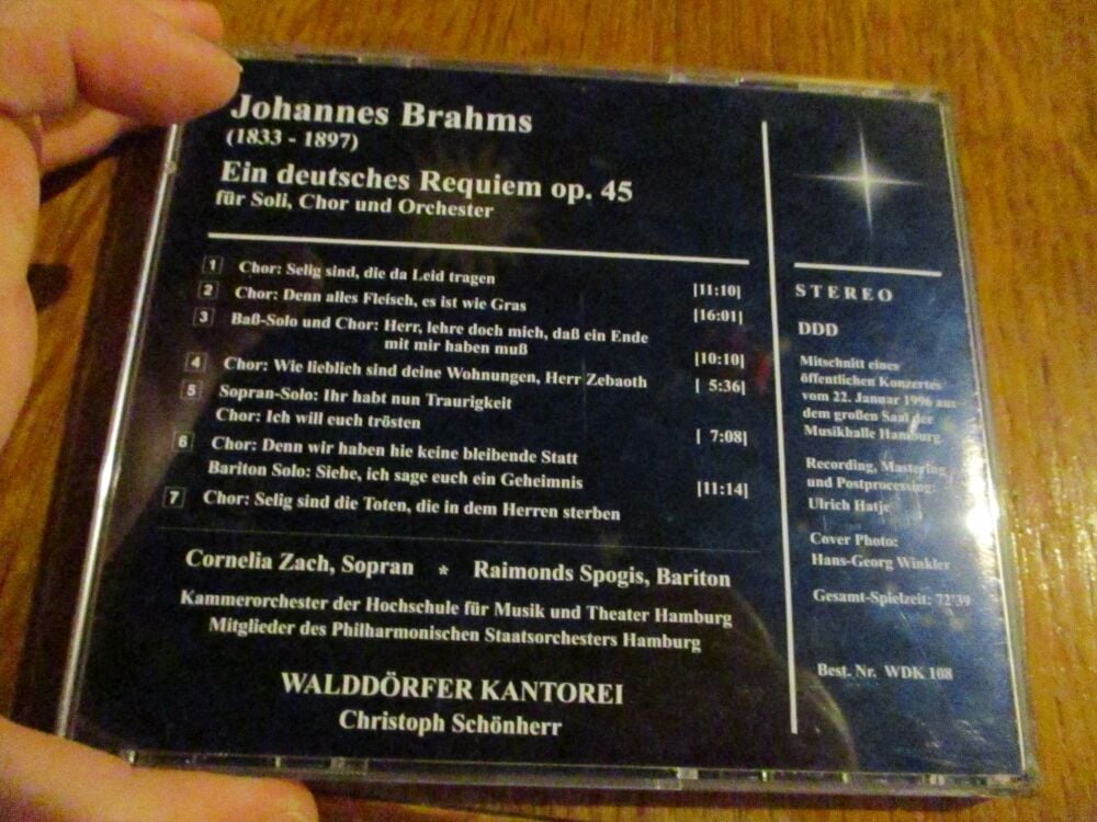 Johannes Brahms Ein Deutsches Requiem - Walddorfer Kantorei - CD Album