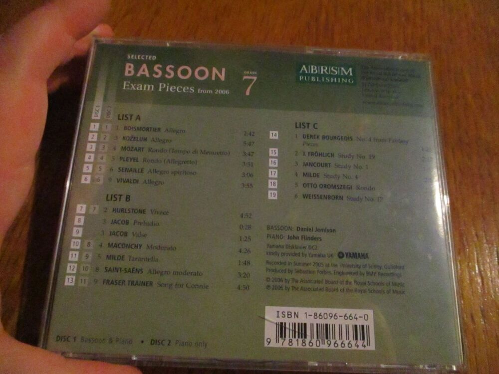 Selected Bassoon Exam Pieces - 2006 Grade 7  - ABRSM Publishing-  CD Album