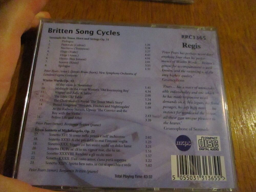 Britten - Song Cycles- CD Album