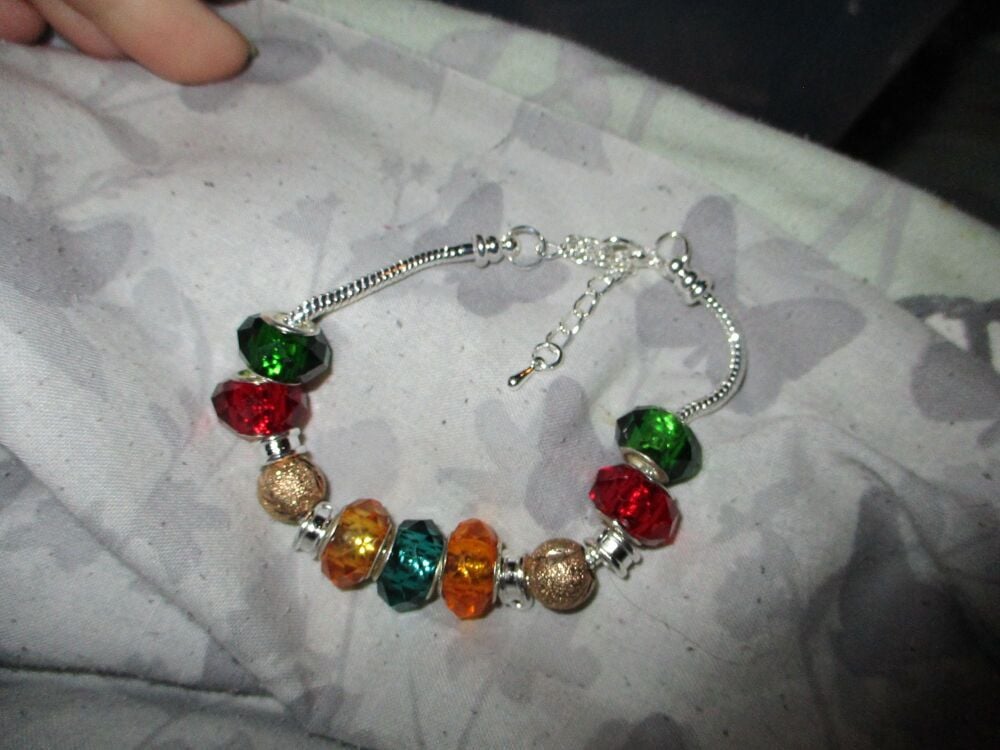 Autumnal Selection Beads Charm Bracelet with adjustable chain and 4 Charm s