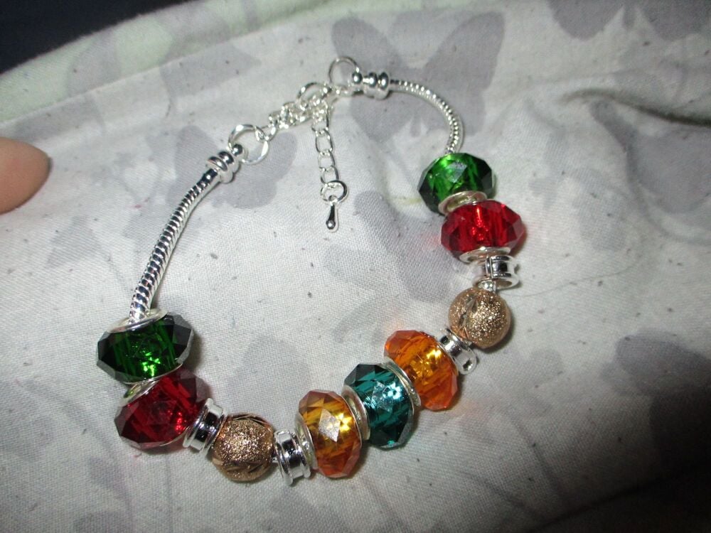 Autumnal Selection Beads Charm Bracelet with adjustable chain and 4 Charm spaces