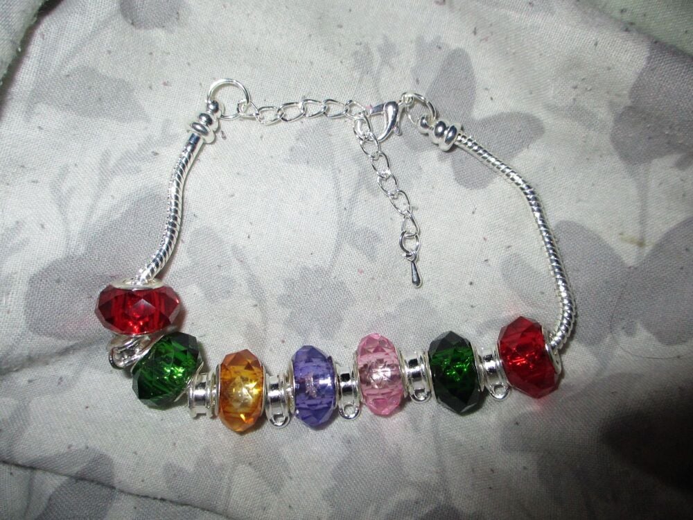 Festive Cheer Selection Beads Charm Bracelet with adjustable chain and 6 Ch