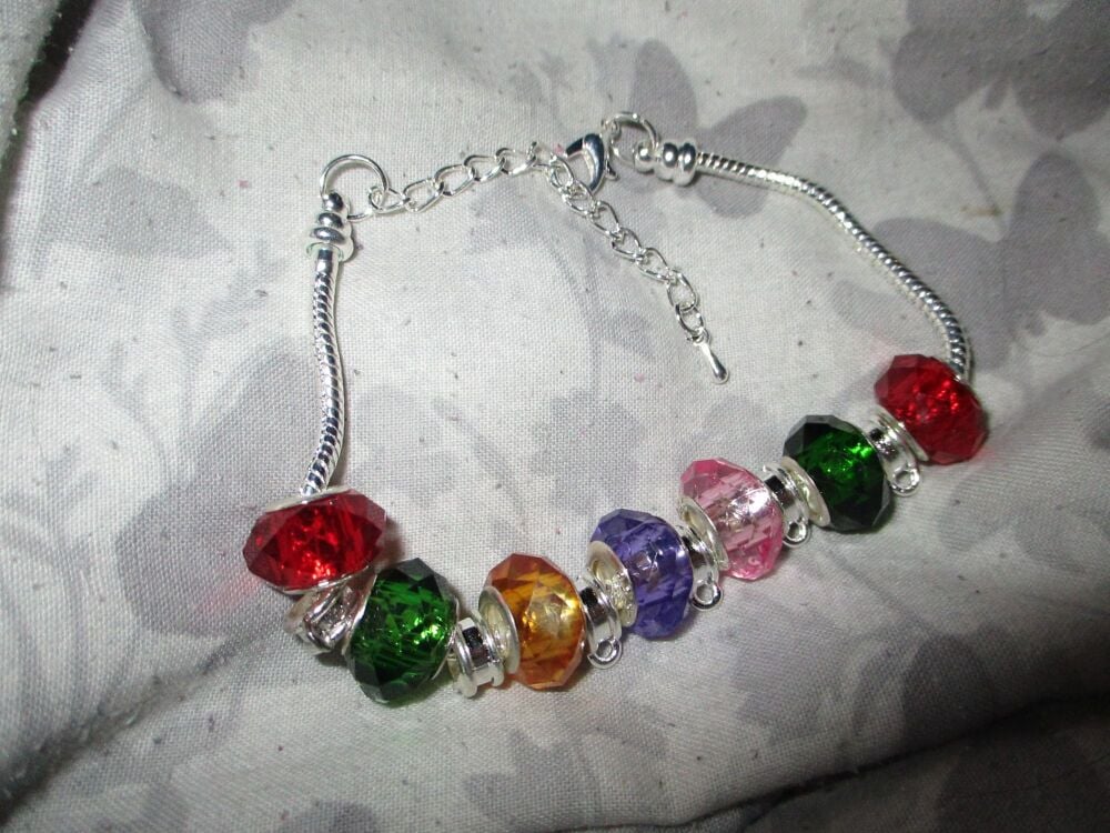 Festive Cheer Selection Beads Charm Bracelet with adjustable chain and 6 Charm spaces