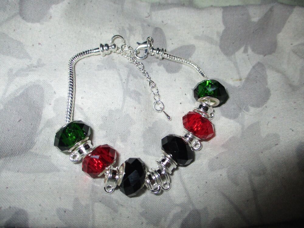 Christmas Night Selection Beads Charm Bracelet with adjustable chain and 7 Charm spaces