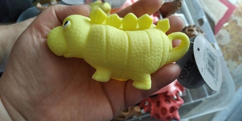 Pale Yellow Light Up Puffy Dinosaur with colourful LED ball inside - Hoot