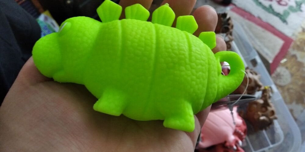 Pale Green Light Up Puffy Dinosaur with colourful LED ball inside - Hoot