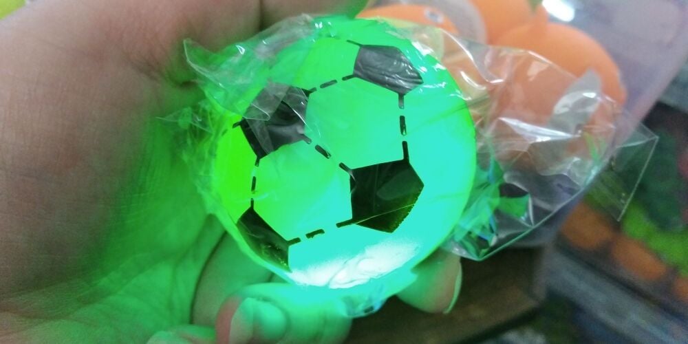 Green light up small football with colourful LED ball inside - Hoot