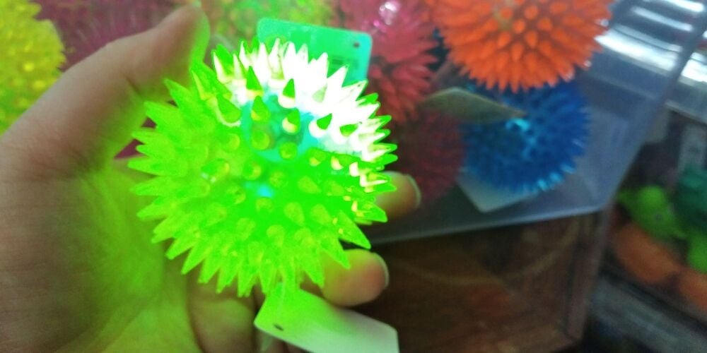 Yellow Light Up Spikey Ball Toy - Hoot