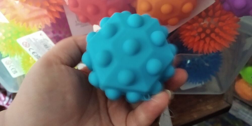 Hollow Blue Hexagonal Sensory Pop Ball Toy - Hoot