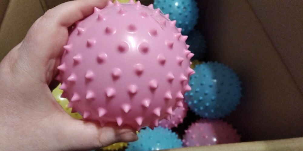 Pink Inflated 13cm Spikey Super Bouncy Balls - Hoot