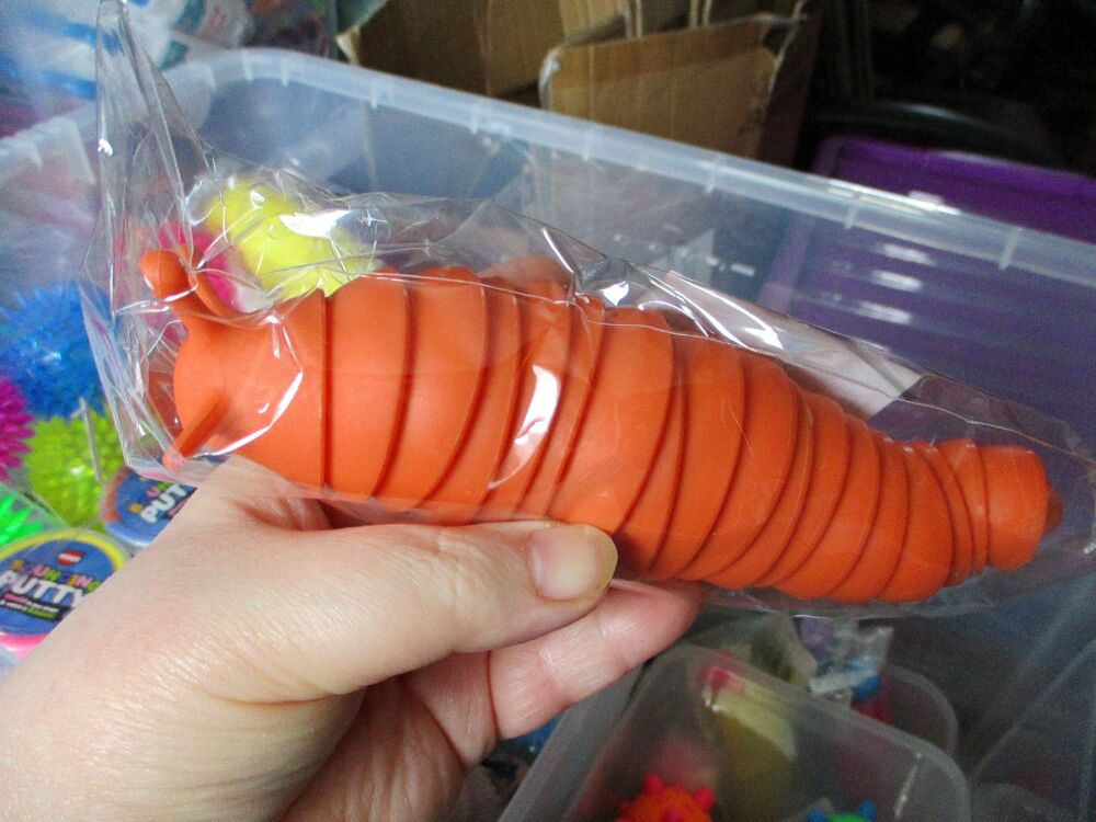 Orange Plastic Wriggly Slug Fidget Toy Figure - Hoot