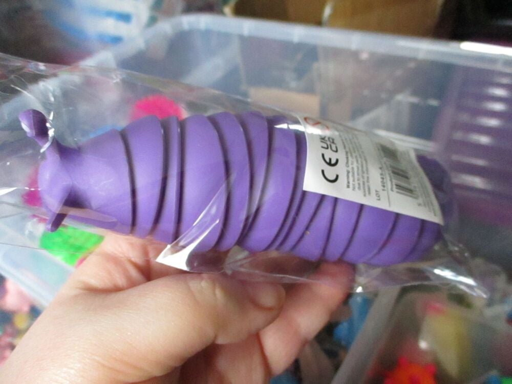 Purple Plastic Wriggly Slug Fidget Toy Figure - Hoot