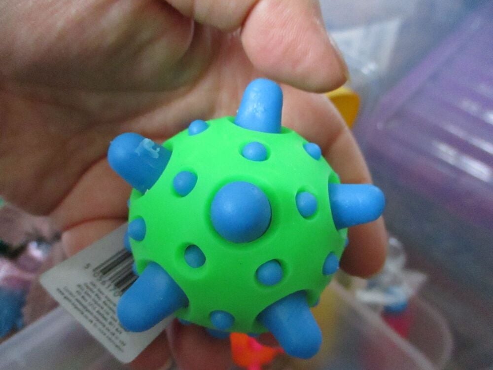 Green Skin Blue Spikes - Spikey Meteor High Bounce Ball - Hoot