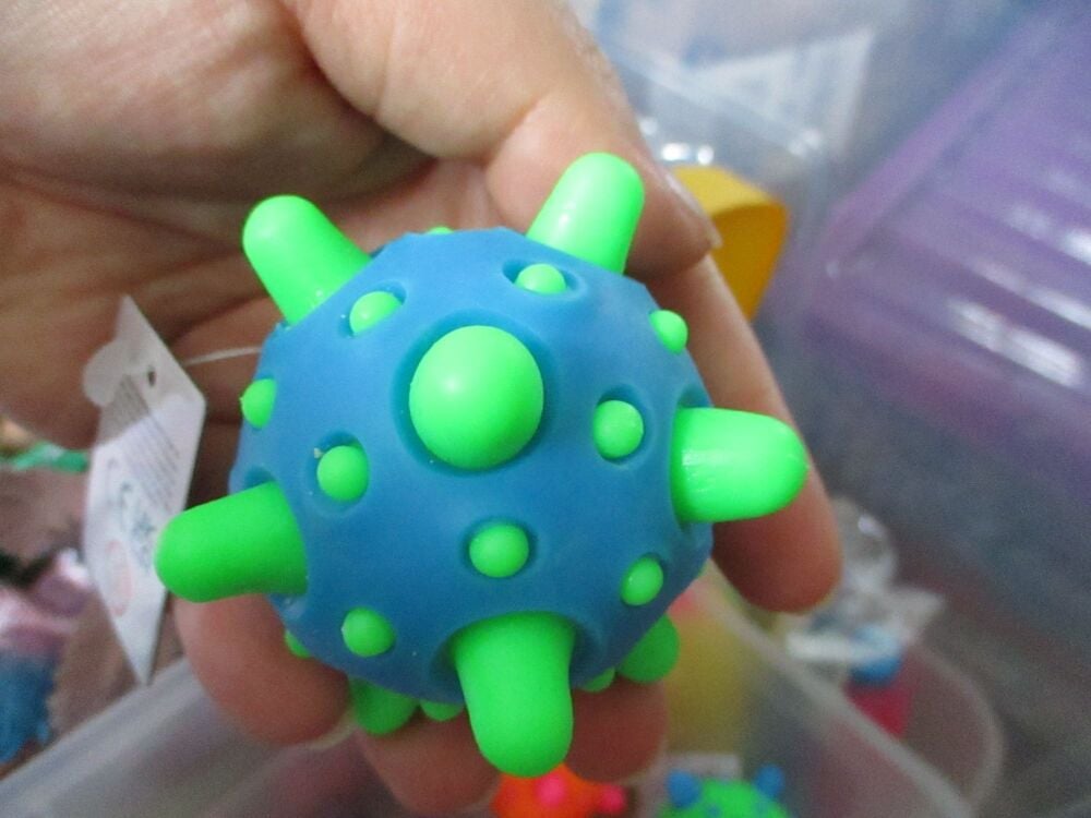 Blue Skin Green Spikes - Spikey Meteor High Bounce Ball - Hoot