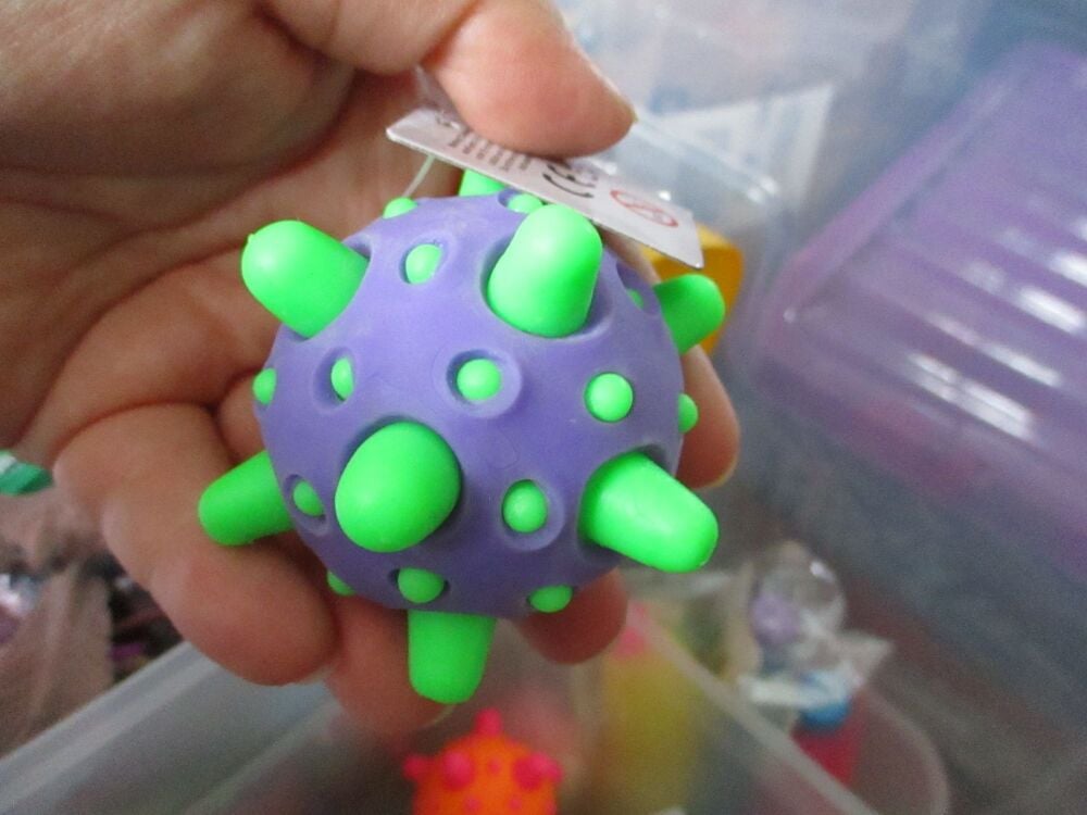 Purple Skin Green Spikes - Spikey Meteor High Bounce Ball - Hoot