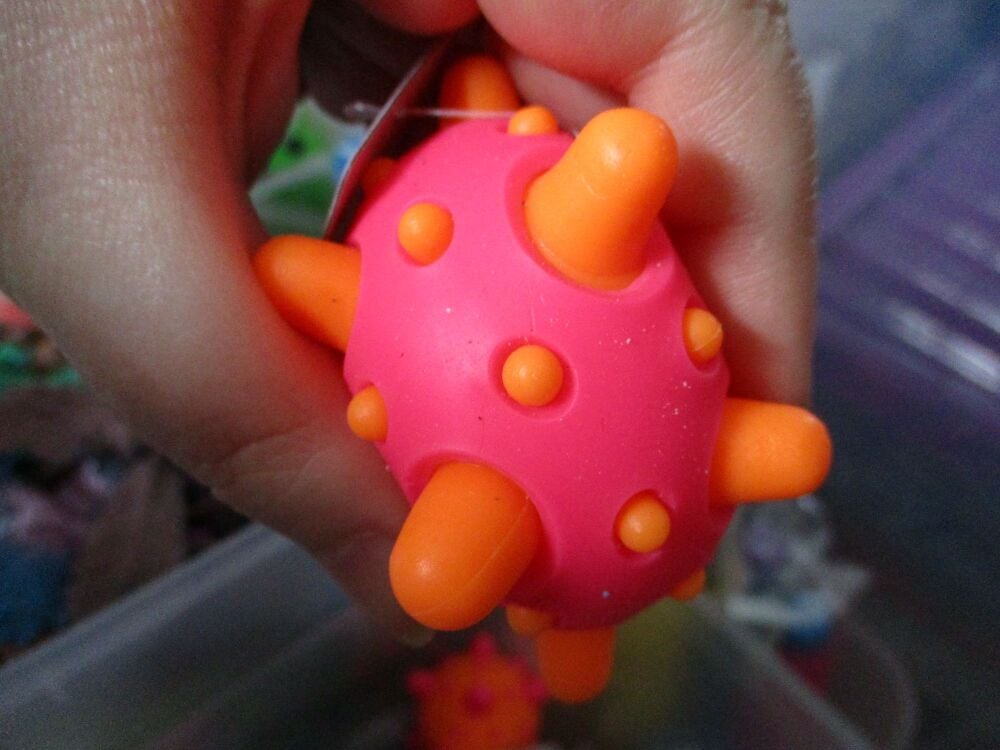 Pink Skin Orange Spikes - Spikey Meteor High Bounce Ball - Hoot