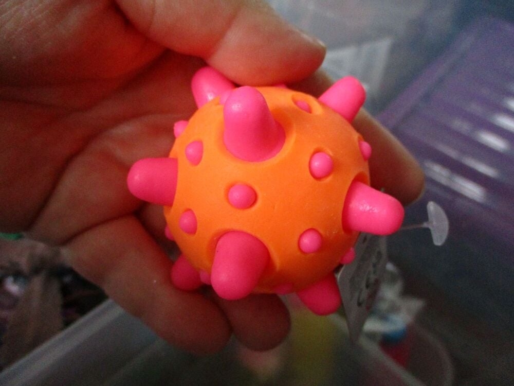 Orange Skin Pink Spikes - Spikey Meteor High Bounce Ball - Hoot