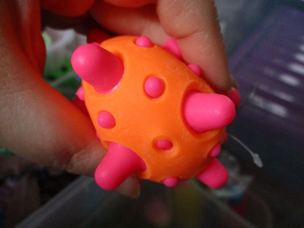 Orange Skin Pink Spikes - Spikey Meteor High Bounce Ball - Hoot