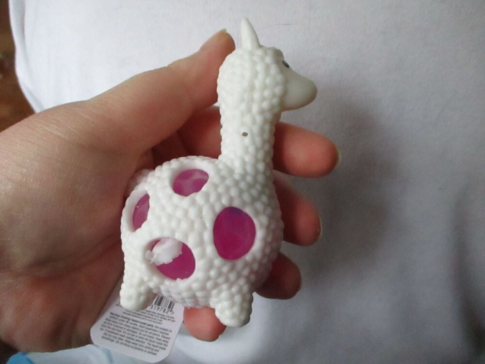 White Squishy Crystal Bead Llama - Liquid Filled with coloured beads inside