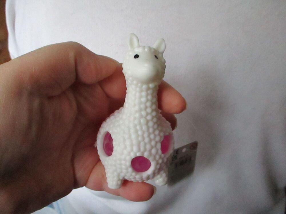 White Squishy Crystal Bead Llama - Liquid Filled with coloured beads inside - Hoot