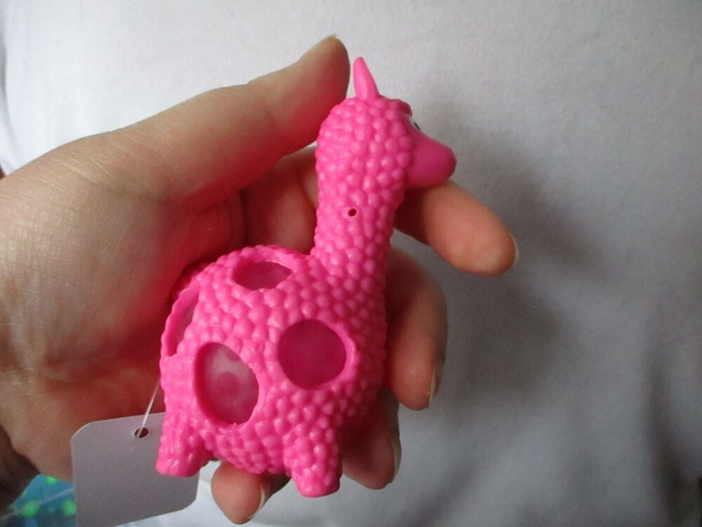 Pink Squishy Crystal Bead Llama - Liquid Filled with coloured beads inside - Hoot