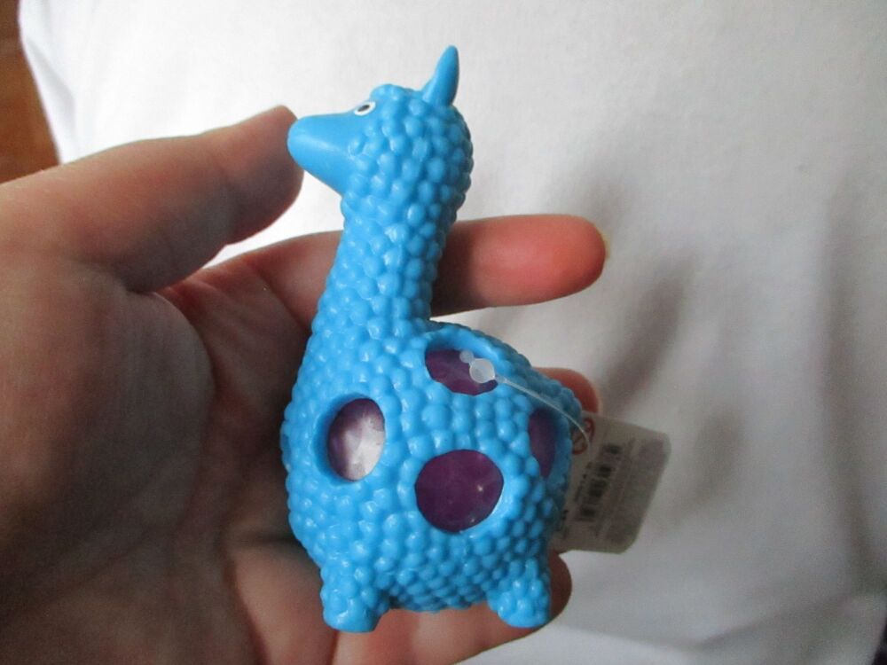 Blue Squishy Crystal Bead Llama - Liquid Filled with coloured beads inside 