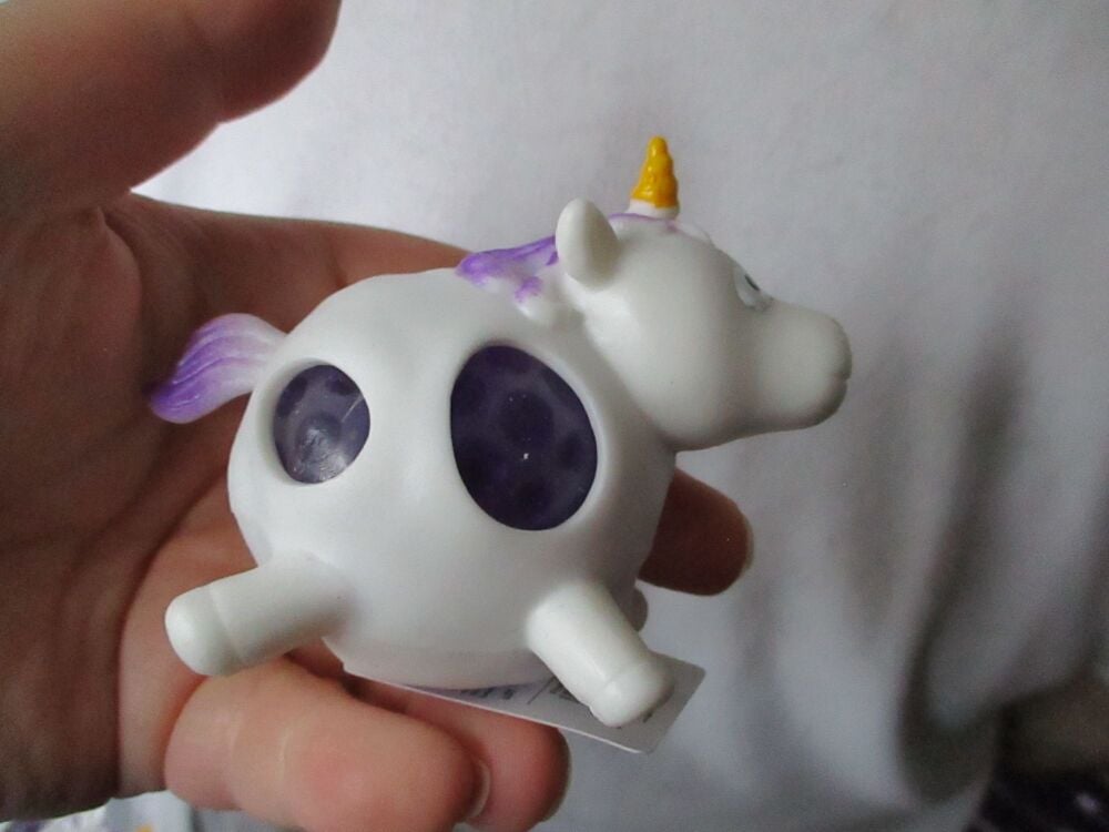 White Squishy Crystal Bead Unicorn - Liquid Filled with coloured beads inside - Hoot