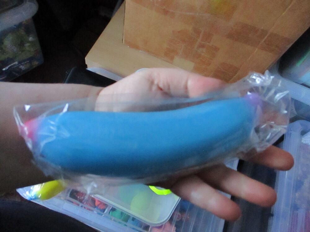 Blue Jumbo Stretchy Banana Stress Toy  - Hoot