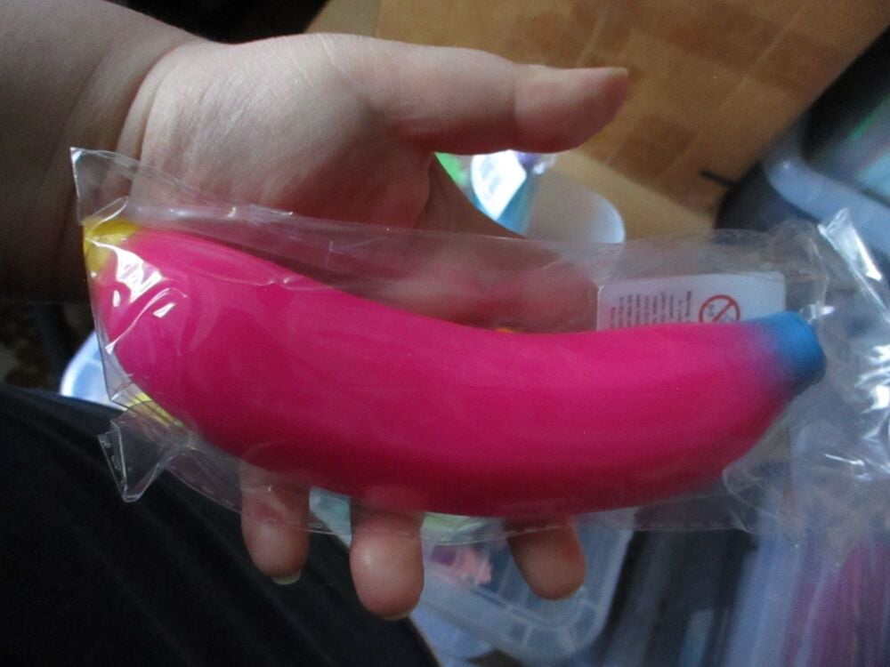 Pink Jumbo Stretchy Banana Stress Toy  - Hoot