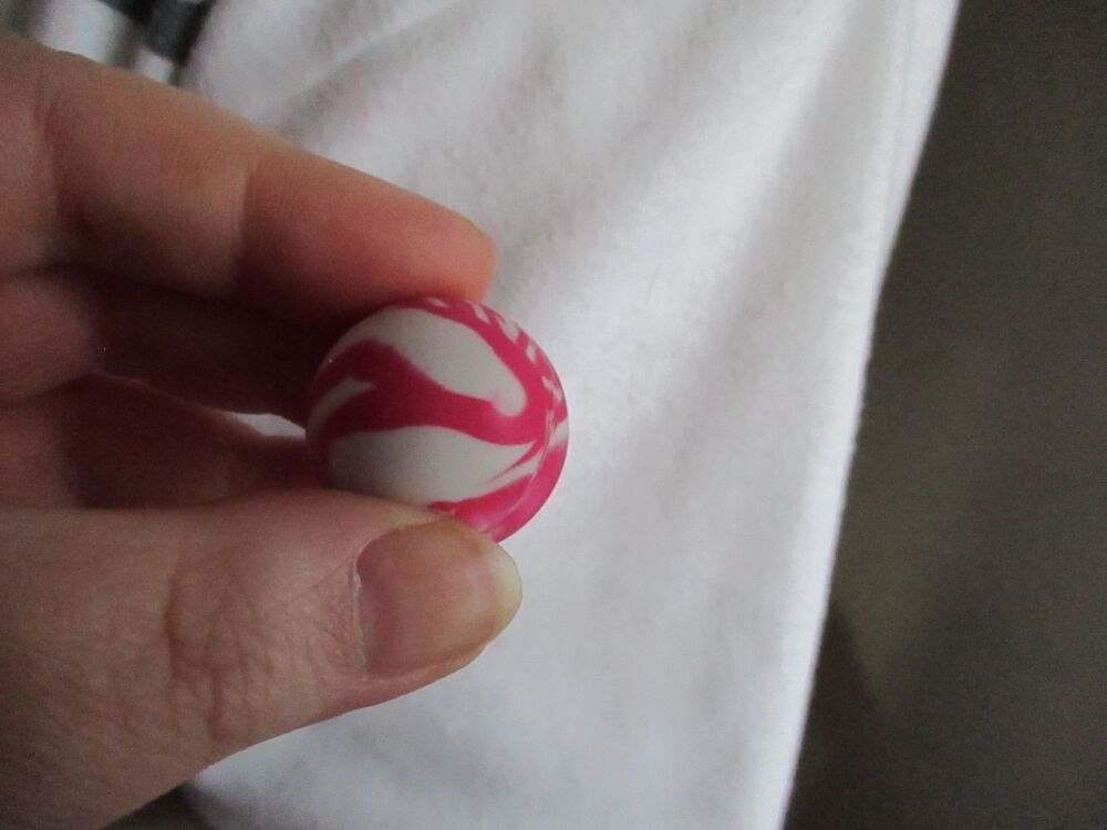 27mm Creamy White Red Swirl style Jet Ball Bouncy Toy - Sturdy Rubber