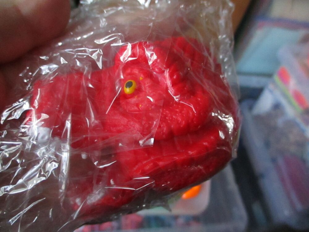 Red Squishy Tyrannosaurus Rex Dinosaur Head - Liquid Filled with coloured beads inside - Hoot