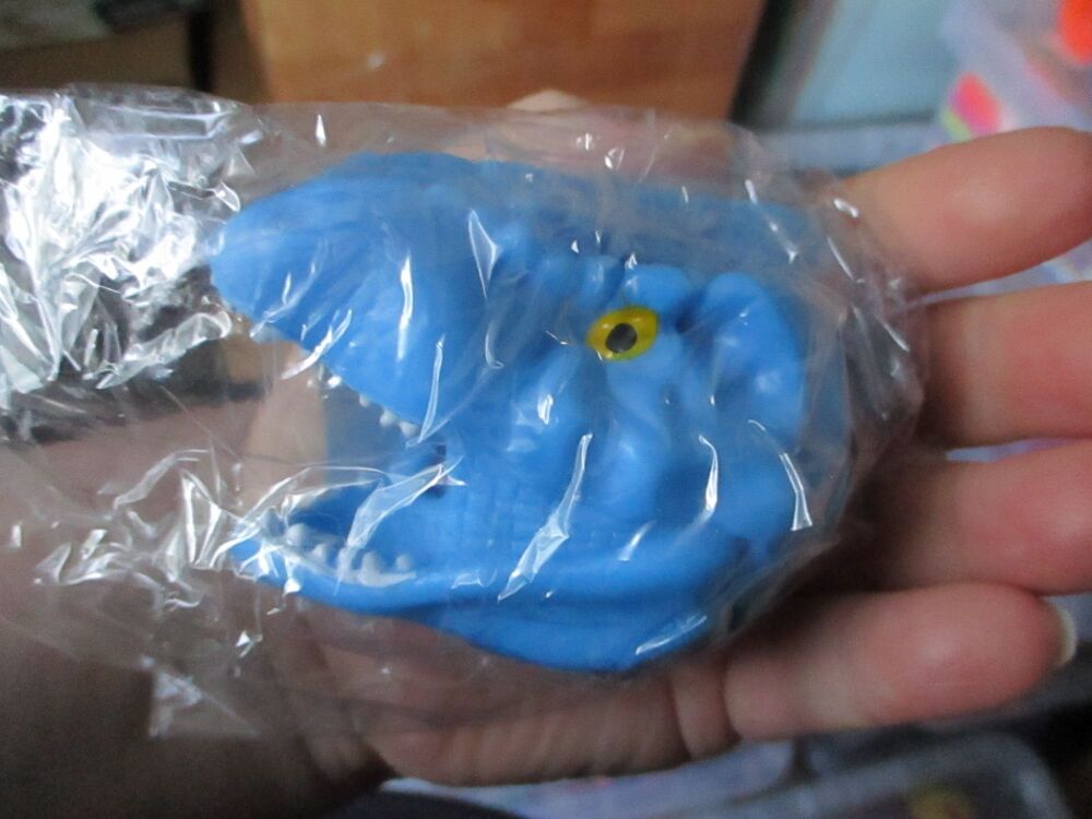 Blue Squishy Tyrannosaurus Rex Dinosaur Head - Liquid Filled with coloured 